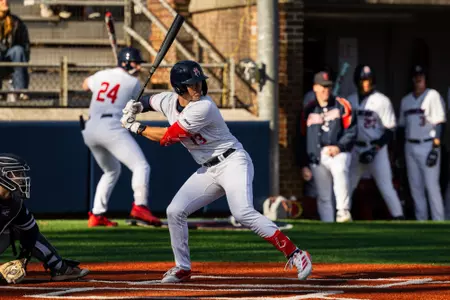 Dylan Winebrenner waits for his pitch at home plate