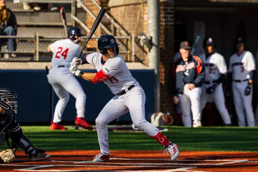 Dylan Winebrenner waits for his pitch at home plate
