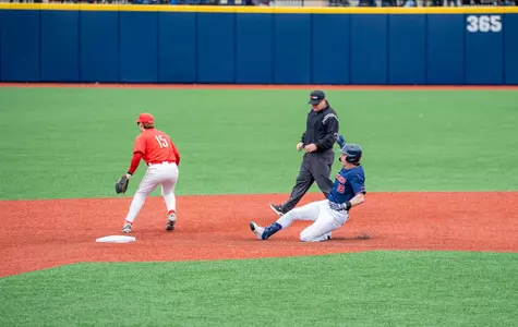 Evan Wilson, number 16, slides into second base for a lead off double