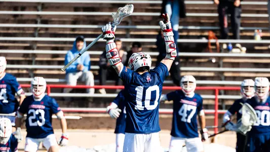 Gavin Creo celebrates his game-winning goal against Cornell on Feb. 28, 2026