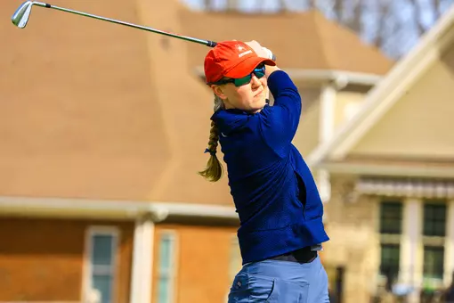 Addie Doroh holds a long follow through after an approach shot