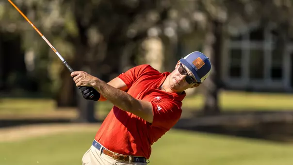 Carson Baez strikes a shot at Lake Jovita Golf Club