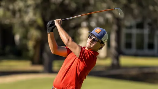 Carson Baez hits a shot at Lake Jovita Golf Club