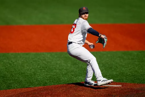Joey Giordano strides off the pitching rubber towards home plate