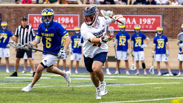 Vincent Gaylord wins a faceoff against Delaware on March 14, 2026