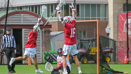 Jack Ricciardi celebrates a goal against UMass on March 21, 2026