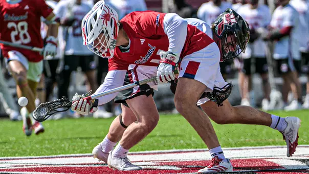 Jackson Strickland wins a faceoff against UMass on March 21, 2026
