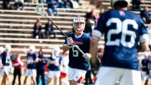 Hunter Smith passing the ball during Richmond's 8-7 win over Cornell on Feb. 28, 2026