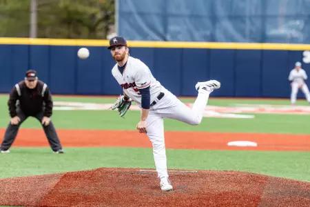 Joey Giordano releases the pitch towards the batter