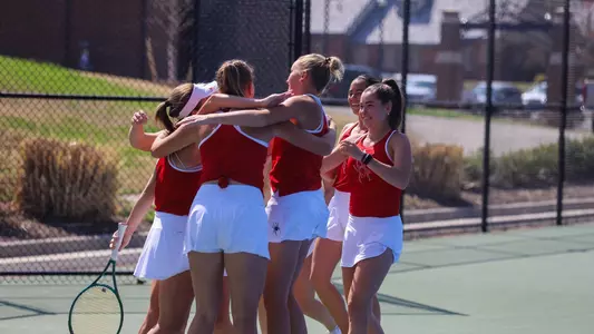 Women's Tennis Celebrating after a match