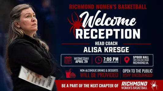 Graphic announcing a Welcome Reception for Alisa Kresge on April 29