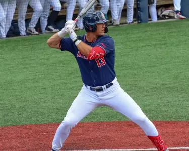 Dylan Winebrenner readies at the plate for the pitch