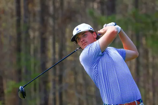 Tommy Sharps follows his drive down the fairway