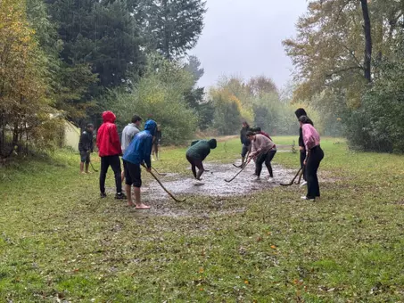 A group of Spider student-athletes participate in a game with indigenous peoples in Chile