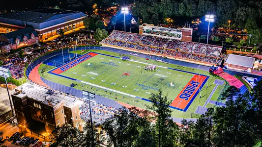 Robins Stadium at night during Richmond lacrosse's NCAA First Round game against Duke on May 9, 2026
