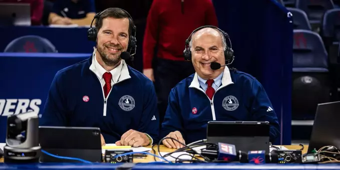 Scott Ungerer and Bob Black at the broadcast table