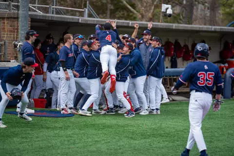Baseball celebrates a walk-off win