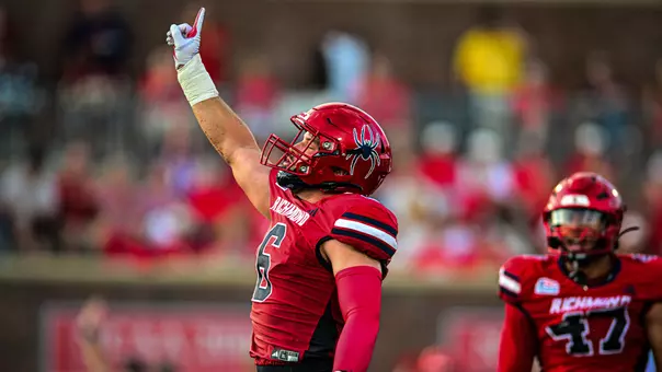 Cam Byrd celebrating a sack against Bucknell on Aug. 29, 2026