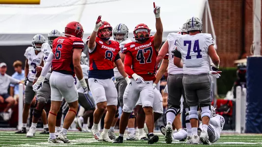 Daniel Sellers celebrates a sack against Furman on Sept. 26, 2026