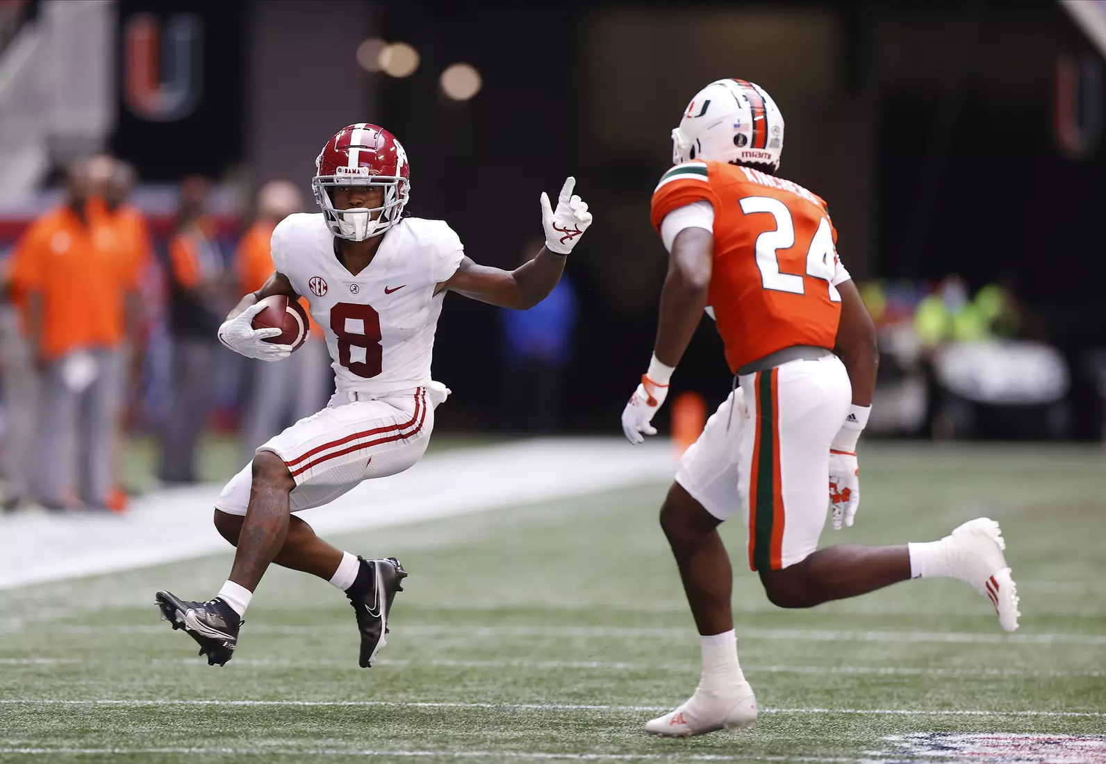 9/4/21 MFB Alabama vs Miami
Alabama wide receiver John Metchie Iii (8)
Photo by Crimson Tide Photos