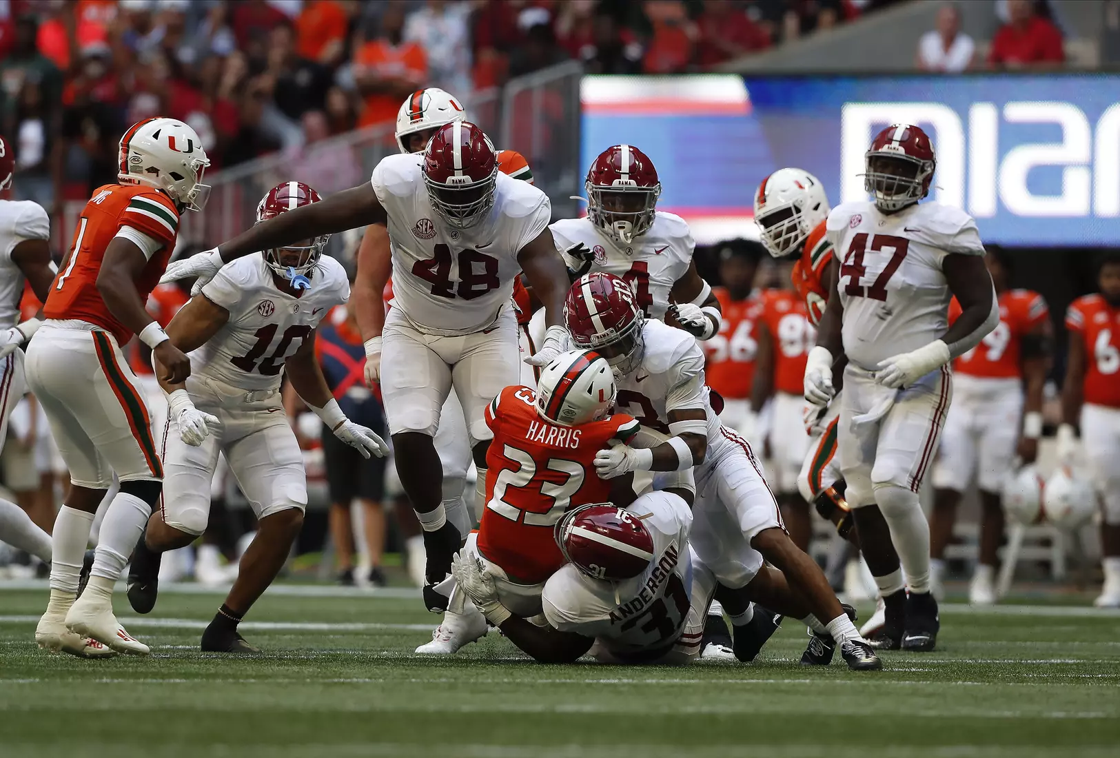 9/4/21 MFB Alabama vs Miami
Alabama defensive back Malachi Moore (13)
Alabama linebacker Will Anderson (31)
Photo by Crimson Tide Photos