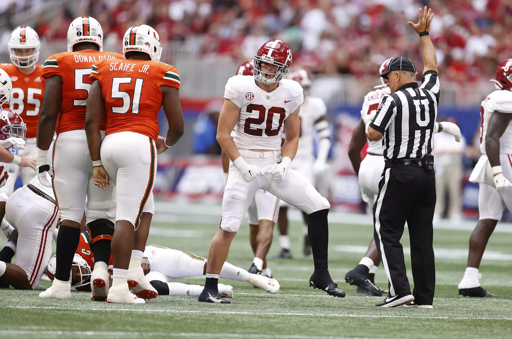 9/4/21 MFB Alabama vs Miami
Alabama linebacker Drew Sanders (20)
Photo by Crimson Tide Photos