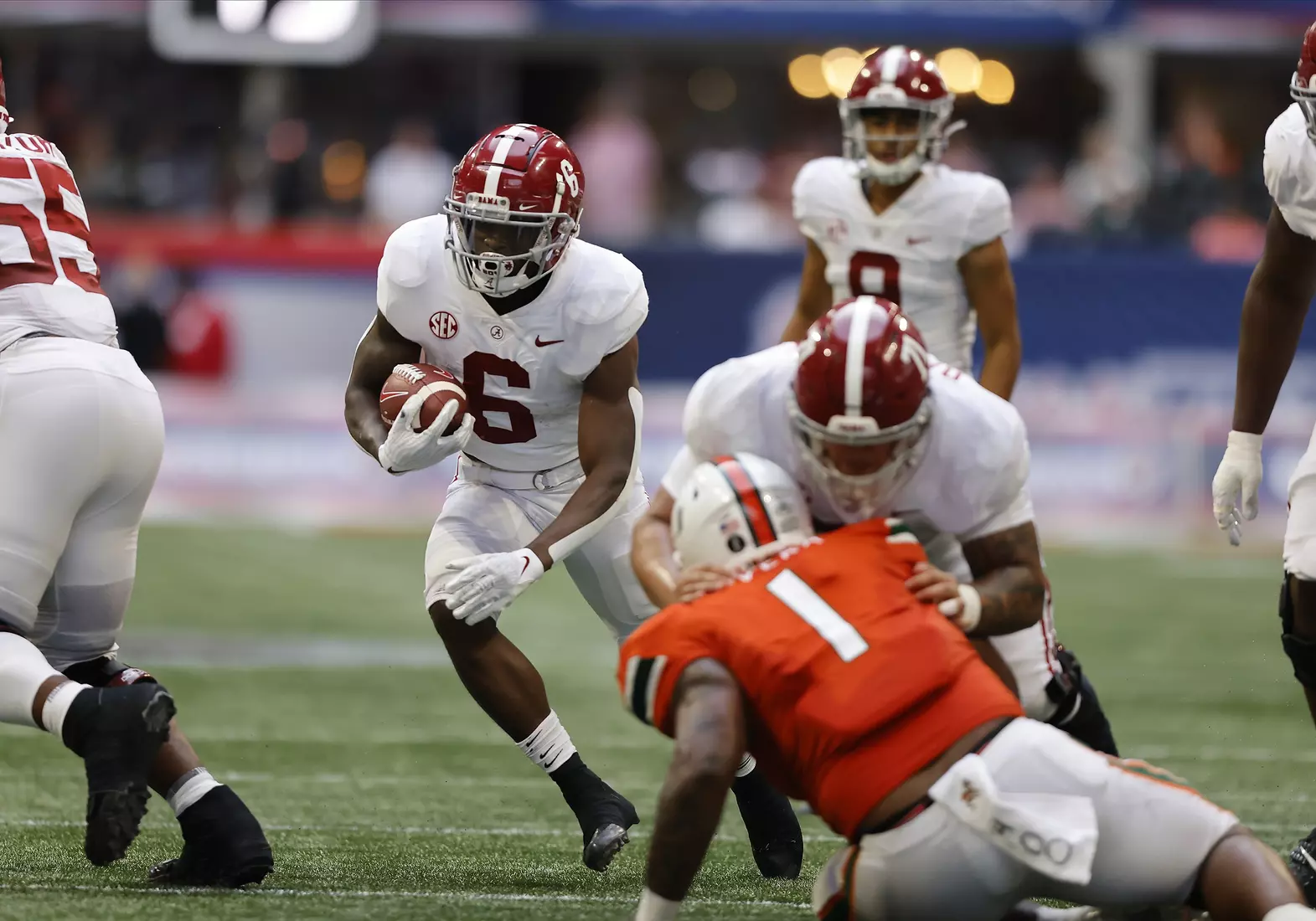 9/4/21 MFB Alabama vs Miami
Alabama running back Trey Sanders (6)
Photo by Crimson Tide Photos