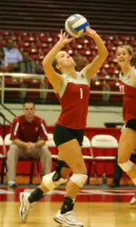 Stephanie Riley recorded her first career double-double with 29 assists and 14 digs.