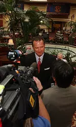 Mark Gottfried does a quick interview upon arrival at the SEC Basketball Media Days