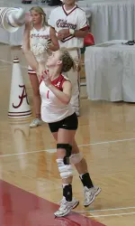 Stephanie Riley netted four service aces last weekend.