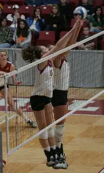 Alyssa Meuth (left) had 15 kills for the Tide.
