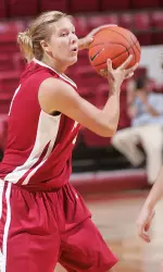 Sophomore Alyson Butler hit five three-pointers in the win over Northern Iowa