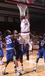 Junior Yamene Coleman posted a double-double with 14 points and a game-high 13 rebounds against Tennessee State.