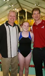 Jim Dunaway, Emily Schreiber and Eric McIlquham at the 3rd Crimson Tide hosted Laps for CF event.