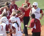 Charlottte Morgan went 2-0 in the circle and hit .500 at the plate vs. LSU.