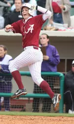 Charlotte Morgan celebrates her walk-off home run vs. LSU
