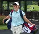 Bud Cauley heads to the 1st tee for his 2nd round play on Wednesday in Japan