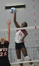 Brooks Webster collected her second double-double of 2008 with 20 kills and 13 digs against the Jackrabbits