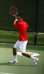 Senior Michael Jung won both a singles and doubles match Friday for the Tide