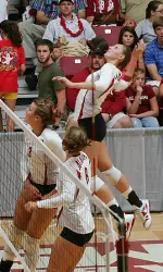 Junior Alyssa Meuth had a team-high 16 kills Friday at Arkansas
