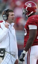 Rolando McClain with coach Kirby Smart.
