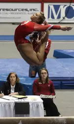 Freshman Geralen Stack-Eaton is ranked 19th on the balance beam.