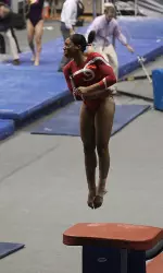Junior Morgan Dennis scored a 9.9 on the vault.