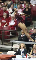 Gymnast performing on the vault
