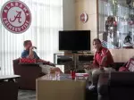 ESPN's Kirk Herbstreit and Nick Saban on the set of the ESPN ad shoot.