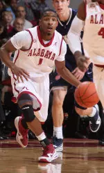 Arkansas native Anthony Brock finished with seven points and five assists.