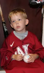 Grayson was made an official member of the Tide baseball team, receiving his new gear and his very own locker.