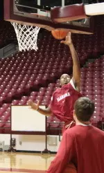 Trevor Releford goes in for a layup in the team's first official practice.