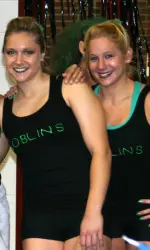 All-Americans Geralen Stack-Eaton (left) and Ashley Priess were both on the winning Goblins team last year.