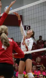 Alyssa Meuth had the first double-double of her career with 23 kills and 12 digs against Mississippi.
